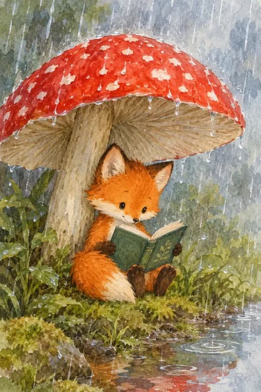 GPT Image 2.5 Flare's image for “A watercolour fox for a children's book”