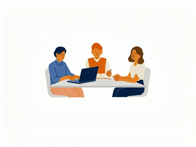 Ideogram 3.0's image for “Three people at one laptop, flat vector”