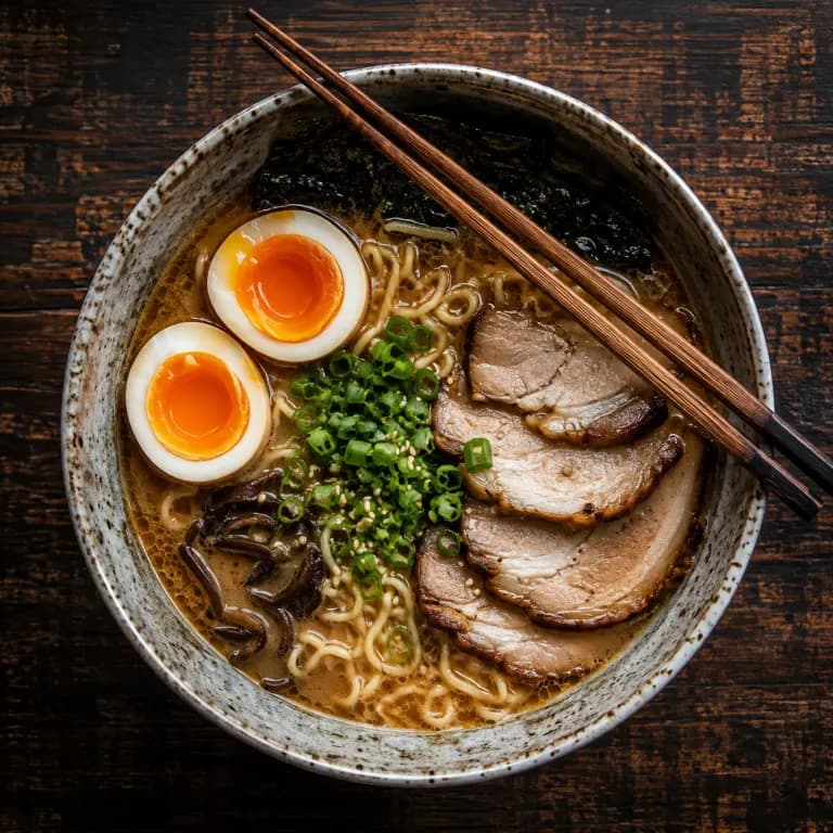 GPT Image 2.5 Flare's image for “A bowl of ramen from above”
