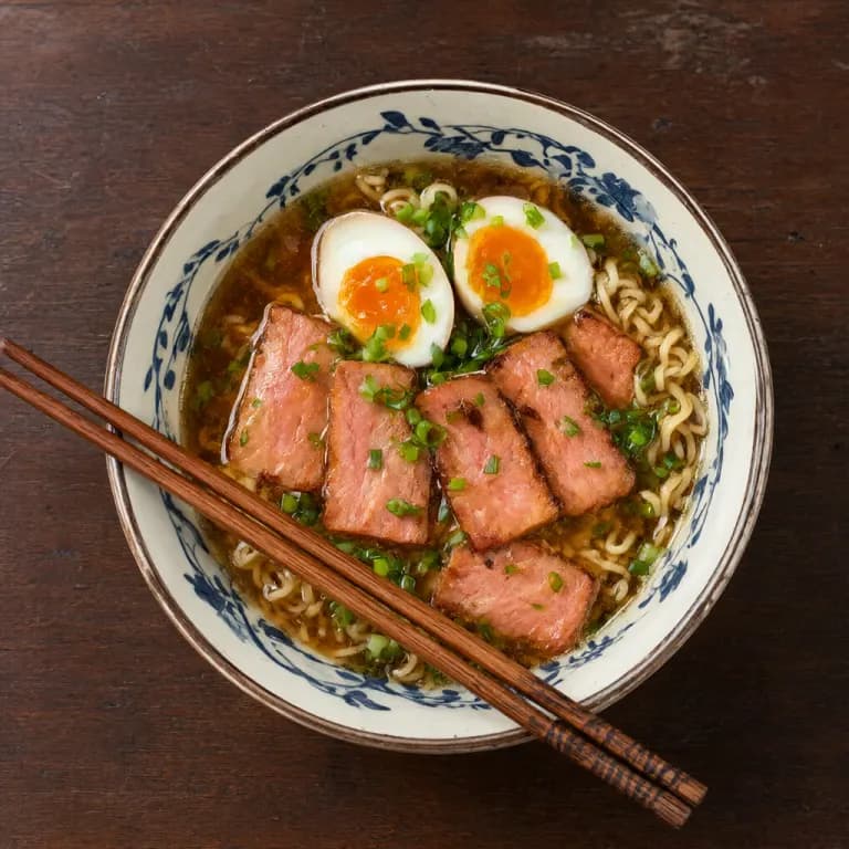 Qwen-Image 2.1's image for “A bowl of ramen from above”
