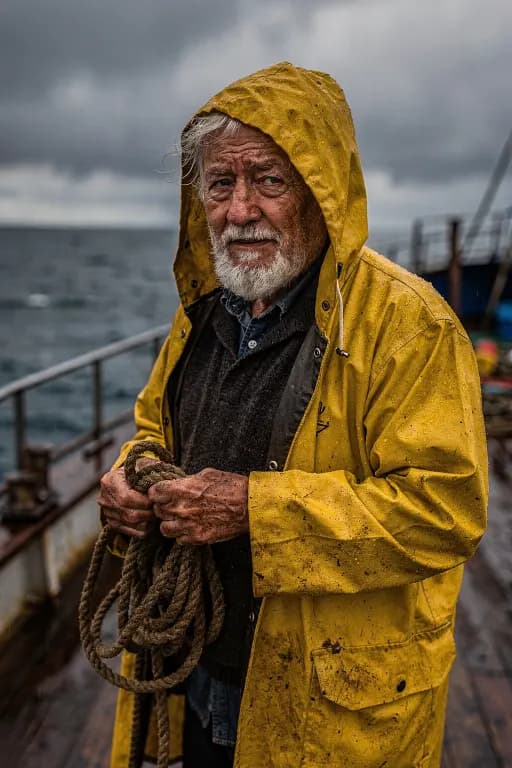 FLUX.2 Pro's image for “A fisherman holding a rope in both hands”
