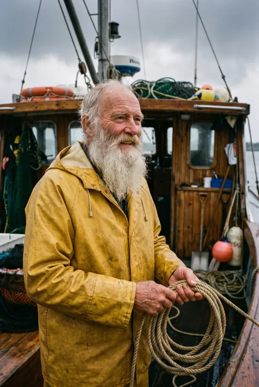 Nano Banana Pro's image for “A fisherman holding a rope in both hands”