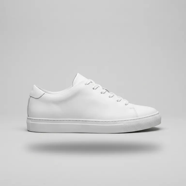 Nano Banana Pro's image for “A white sneaker on a grey background”