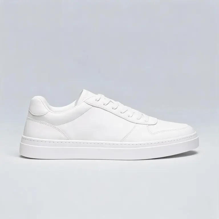 Seedream 5.0 Lite's image for “A white sneaker on a grey background”