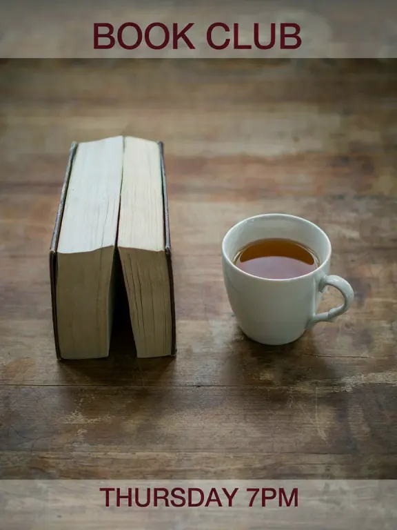 Ideogram 3.0's image for “A book club announcement, top and bottom”