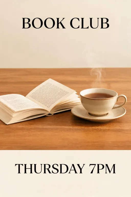 Seedream 5.0 Lite's image for “A book club announcement, top and bottom”