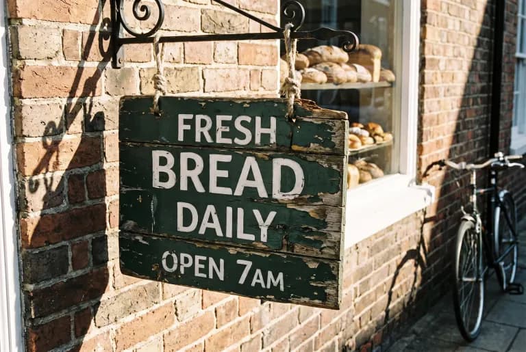 Nano Banana Pro's image for “A bakery sign with two lines”