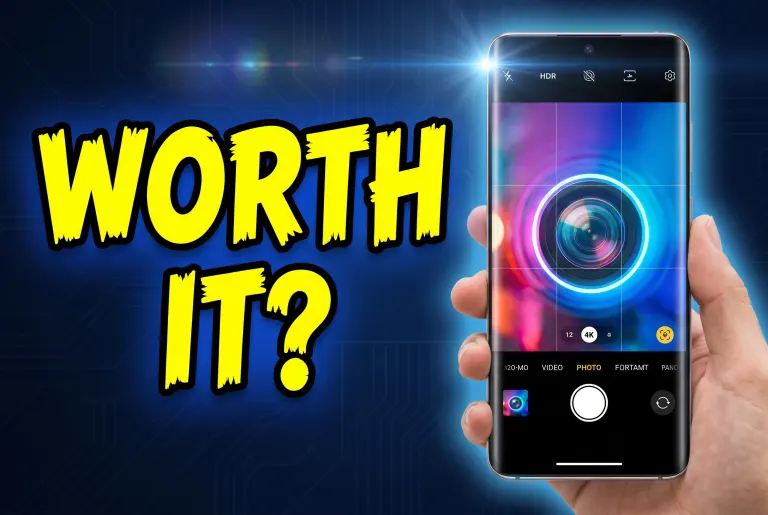 Nano Banana Pro's image for “A phone review thumbnail with a question”